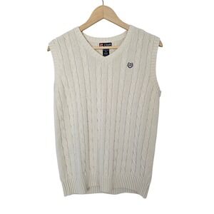 Chaps Boys Preppy School Off White Cotton Chunky Cable Knit Size XL 18-20